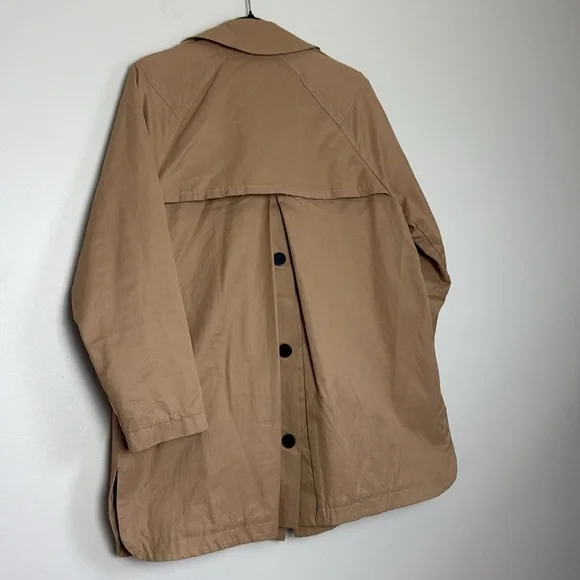 ZARA Basic Camel Color Trench Coat with Buttons down the Back Size Small - Picture 8 of 9